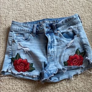 American Eagle jean shorts with embroidery